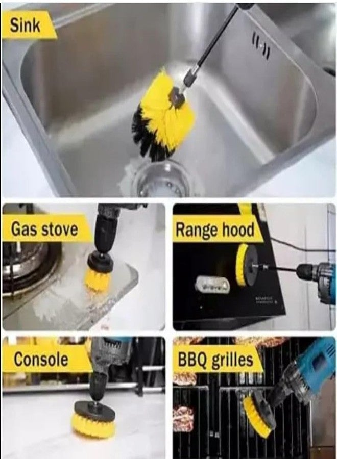 Inditrust مجموعة فرش تنظيف بلاستيكية متعددة الوظائف من إنديترست مع ساق سداسية 1/4 بوصة لتركيبها على المثقاب (المثقاب غير متضمن) (مجموعة من 3 قطع) - Image 2